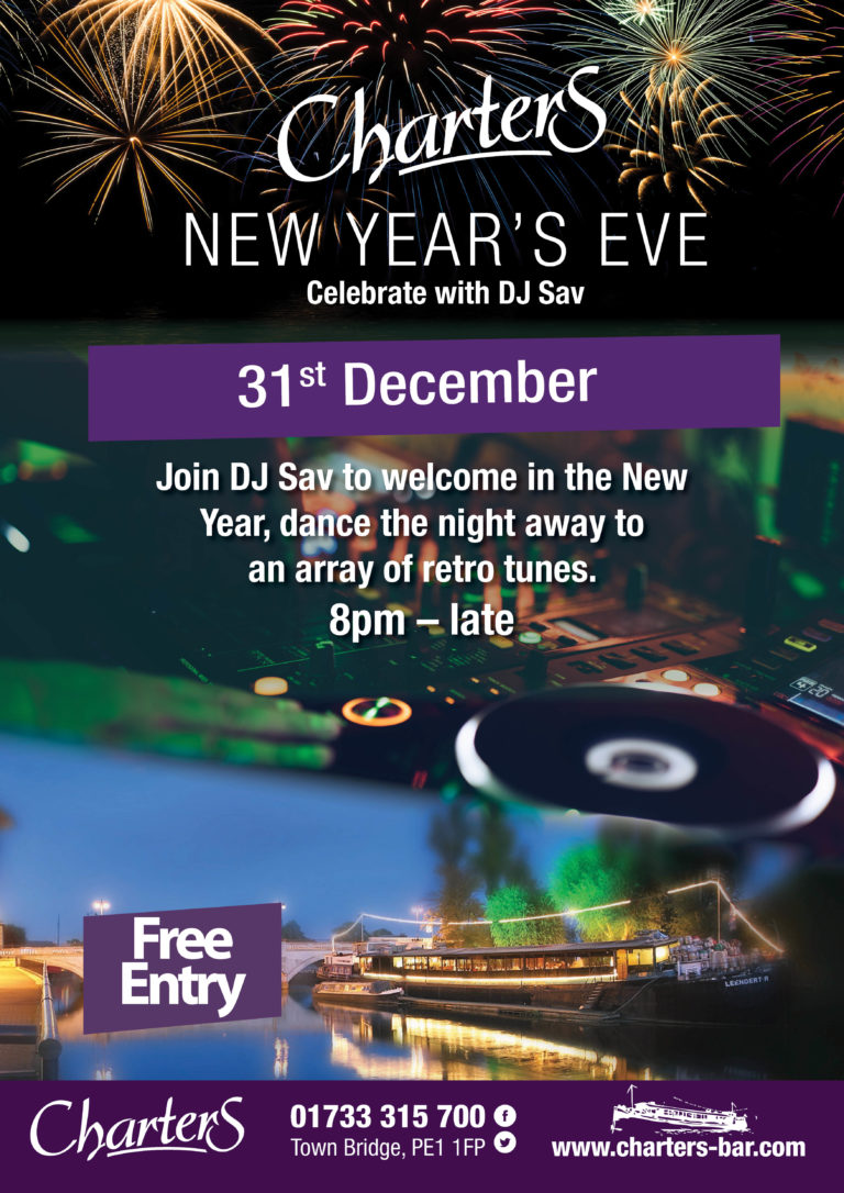 NEW YEARS EVE PARTY - Charters Bar - Peterborough