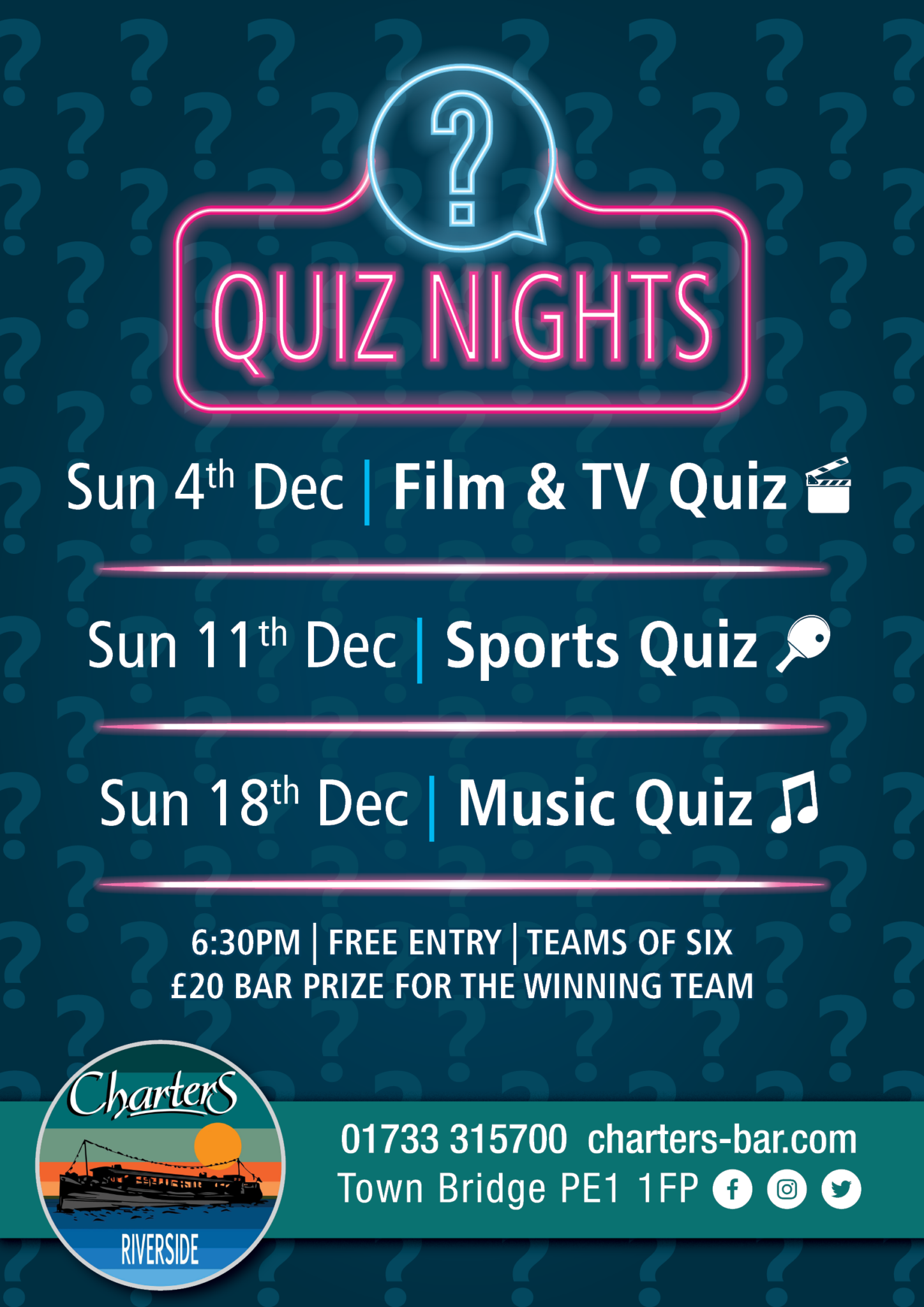 SPORTS QUIZ Charters Bar Peterborough